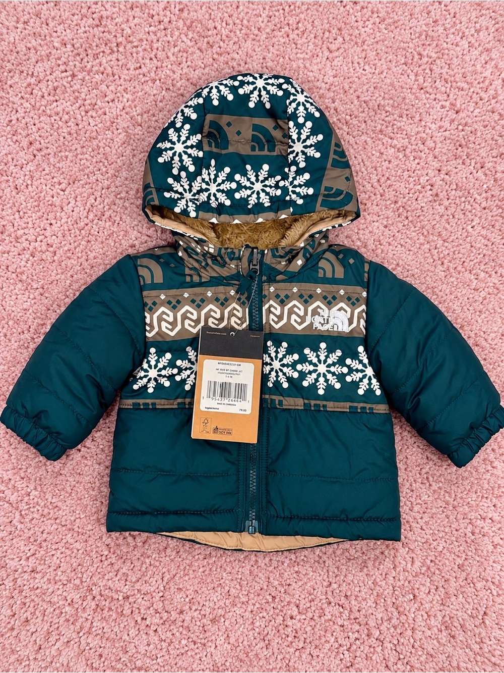 The North Face Baby 3-6M Reversible Mount Chimbo Sherpa Jacket NWT